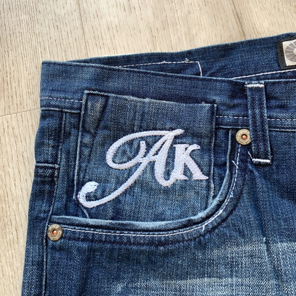 VTG Akademiks Mens 34 Baggy Distressed Y2K Hip Hop Denim Jeans Streetwear - Picture 4 of 15
